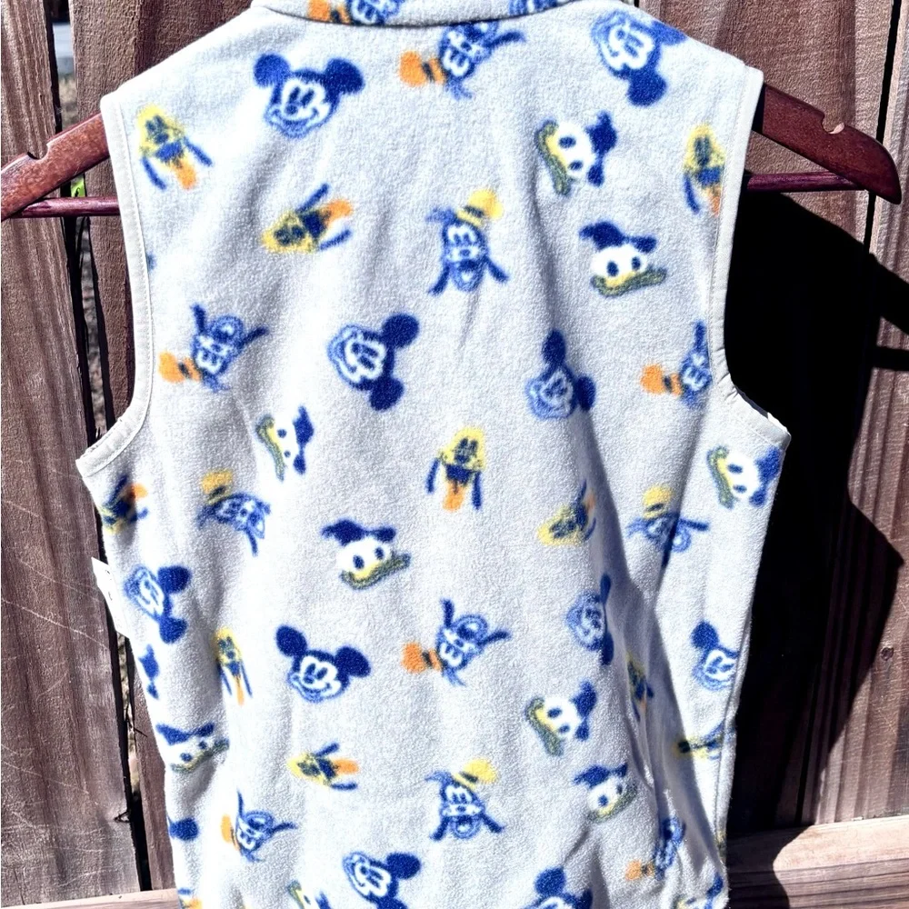 Disney Fleece Vest‎ Kids Medium Gray Mickey Donald Goofy Print NWT